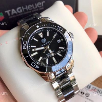 Swiss Grade New Tag Heuer Aquaracer 2020 Ladies Watch Replica - Black Ceramic with Quartz Movement